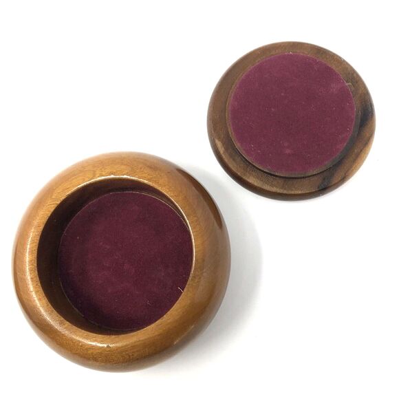 Hand Crafted Wood Trinket Box with Agate Stone Inlay Lid Artisan Made in Brazil - Picture 5 of 9